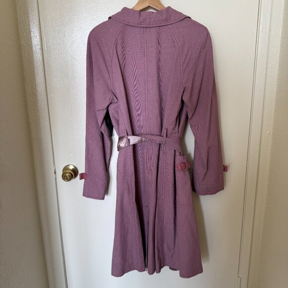 NEW Marc Jacobs Pink Micro Plaid Heart Belted Trench Single Breasted Coat L - Picture 8 of 8